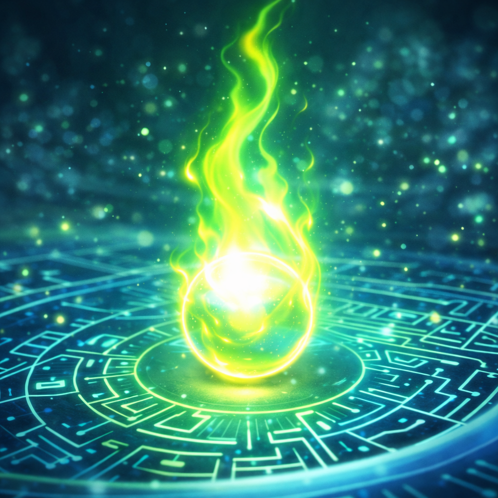 黄緑色の灯だけを表現した画像