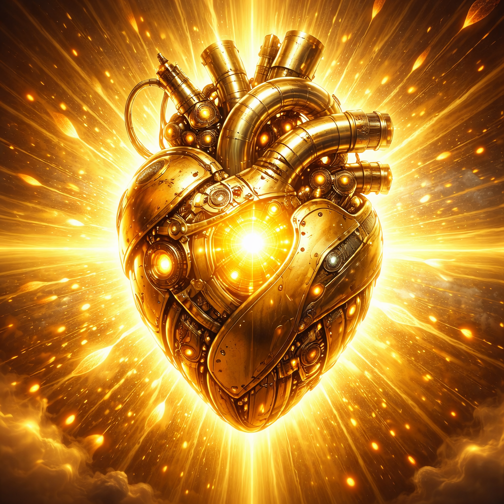 金色のメカニックな心臓のイメージ画像