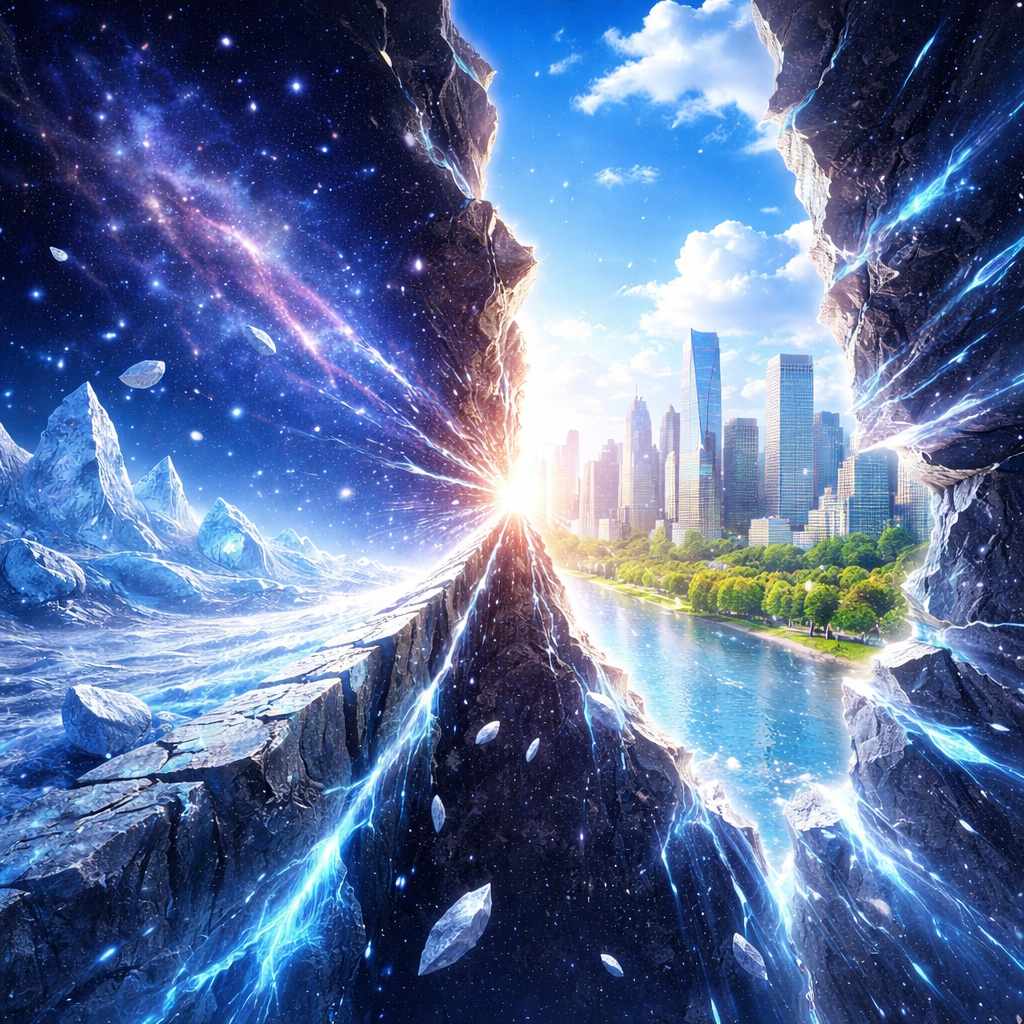 ガラスのように割れる世界のイメージ画像