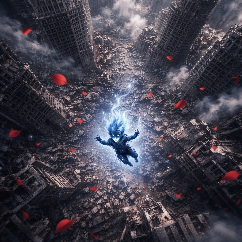 赤い花弁を出して散っていく人のイメージ画像