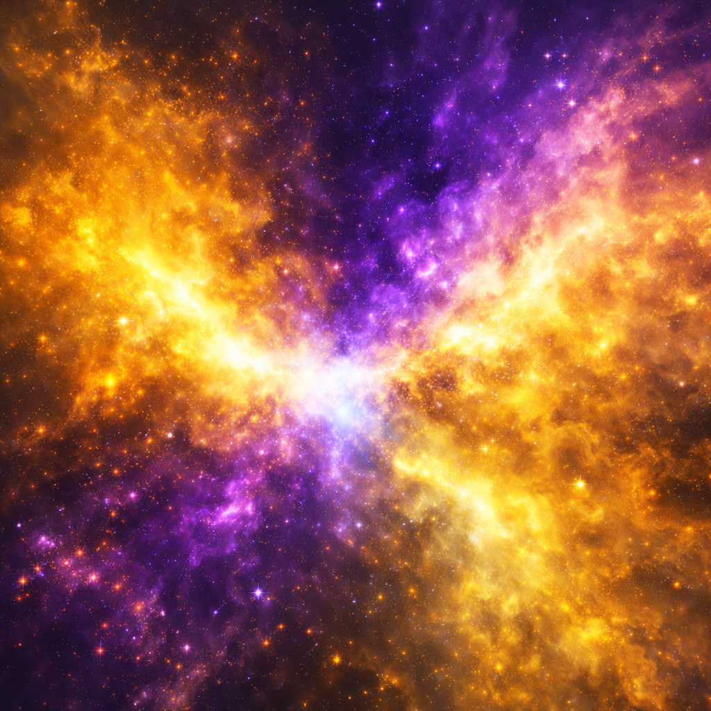 様々な色の色が宇宙内で衝突するイメージ画像