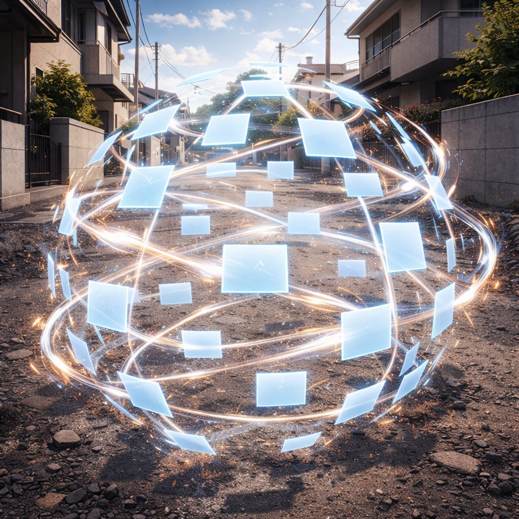 球体内を高速で反射するイメージイラスト