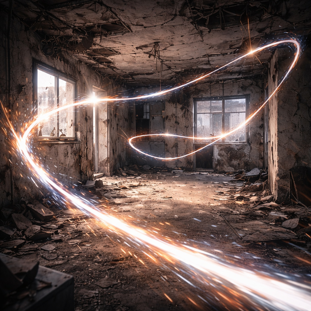 廃部屋でのトリッキームーブをイメージしたイラスト